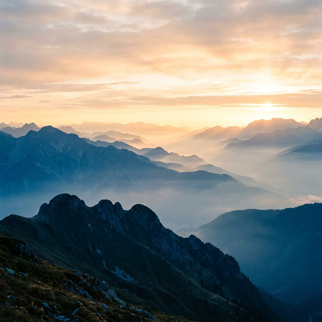 Misty mountains at sunrise - Landscape Photography by Mahabub Esan